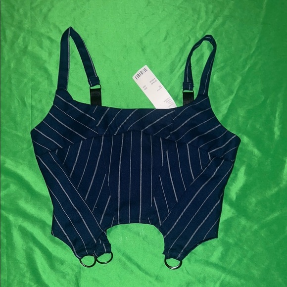 NWT Urban Outfitters Striped Blue Women's Crop Top size XS - Picture 1 of 7